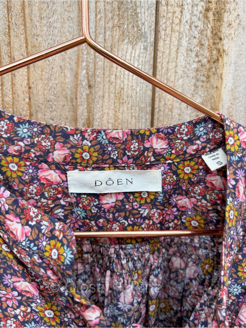 Doen O'Keeffe Top Blue Laurel Canyon Rose Size Small Blouse Floral - Picture 4 of 14
